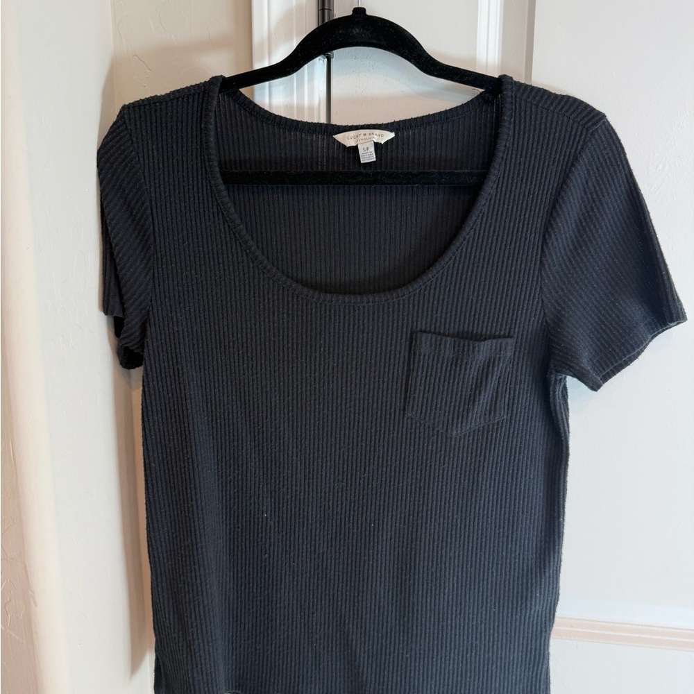 Lucky Brand Charcoal Ribbed Tee